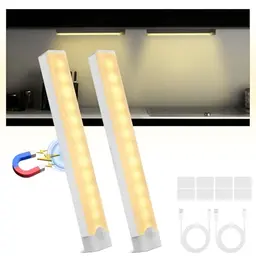 VFANDV 2er Set Nachtlicht mit Bewegungsmelder - 20cm LED Leiste, dimmbar für Schrank und Treppen