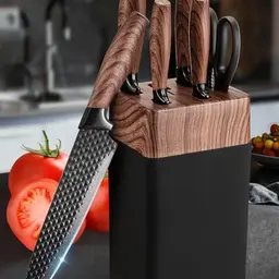 7-teiliges Messerblock-Set aus Edelstahl mit ergonomischen Griffen - Profi-Küchenmesserset für den Heimgebrauch