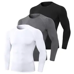 doorslay 3er Set Herren Langarm Compression Shirts - Schnelltrocknende Sport-T-Shirts für Training und Laufen