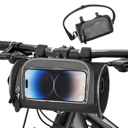 Guittly Lenkertasche für Fahrrad mit Touchscreen und Schultergurt - Schwarz