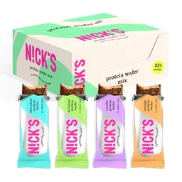 NICKS Protein Wafer Riegel Sport Mix | 25% Eiweiß | Low Carb Schokolade Waffel Kekse (9 Riegel x 40g)