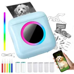 Mucek Mini Drucker für Smartphone mit 5 Papierrollen und Aufklebern
