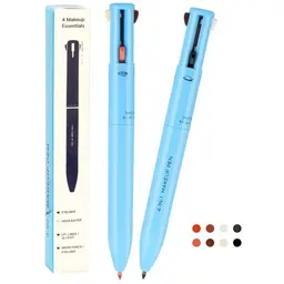 BeauFairy 4-in-1 Makeup Pen, 2er Set, Multifunktionaler Kosmetikstift für Augenbrauen, Eyeliner, Lipliner und Textmarker (Blau)