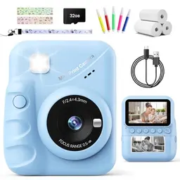 TIATUA Sofortbildkamera für Kinder, 48MP, 3.0 Zoll, inkl. 32G Karte und Druckpapier, Geschenk für 3-12 Jahre