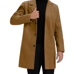 Herren Wintermantel Lang Trenchcoat in Khaki