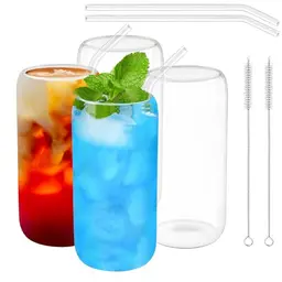 Zosenyer Trinkgläser Set mit Strohhalm, 4 Stück, 500 ML für Cocktails, Eiskaffee und Smoothies