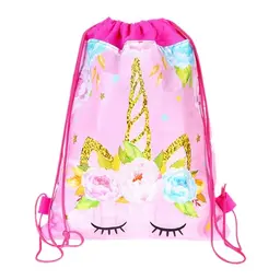 Kinder Kordelzug-Rucksack Einhorn - Wasserdichte Gym Tasche für Mädchen (Rosa)