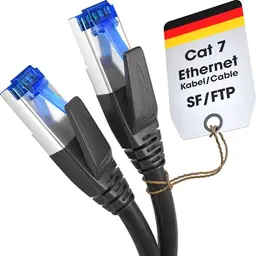 KabelDirekt Cat 7 Netzwerkkabel 15m – 10 Gigabit Ethernet Kabel für PC, Switch, Router/Modem, schwarz