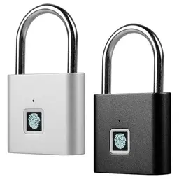 GAOUTO 2 Stück Biometrisches Fingerabdruck Vorhängeschloss - Wasserdicht und USB-aufladbar für Gym und Büro