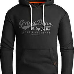 Grin&Bear Herren Hoodie Sweatshirt Schwarz XL