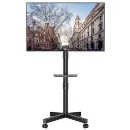 BONTEC TV Ständer auf Rollen, neigbar, höhenverstellbar, geeignet für 23–60 Zoll TVs, max. 25 kg