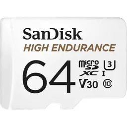 SanDisk 64 GB High Endurance microSDXC Speicherkarte + Adapter für Dash-Cams und Überwachungskameras