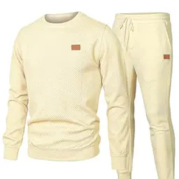 JMIERR Herren Jogginganzug Set, 2-teilig, Casual Sportanzug, Apricot, 2XL