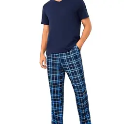 Bresdk Herren Schlafanzug Zweiteilig, langarm, kariert, bequem aus Baumwolle, ideal für Winter und Zuhause