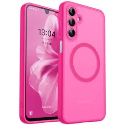 CANSHN Samsung Galaxy A16 Hülle mit Kameraschutz für MagSafe - Militärschutz & extrem haltbare Handyhülle in transluzentem, leuchtendem Rosa