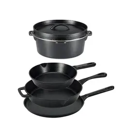 Amazon Basics 5-teiliges Kochgeschirr-Set aus Gusseisen, Schwarz