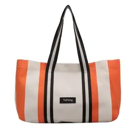 BEY'Z Vintage Große Kapazität Damen Tote Bag mit Kontraststreifen, Eclipse Orange, Extra-Large