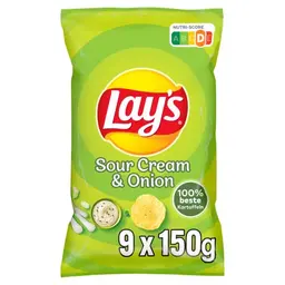Lay's Sour Cream & Onion – Knusprige Kartoffelchips für die perfekte Party (9 x 150 g)