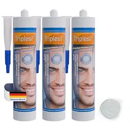 Triplesil Silikon Dichtstoff – 3x310 ml Transparent Silikon für Sanitär und Außenbereich