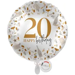 Balloon 20. runder Helium Ballon für den 20. Geburtstag, Partydeko für junge Erwachsene, 33cm
