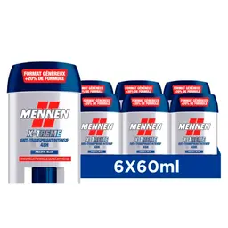 Mennen X-Treme Anti-Schweiß für Herren, 48 Stunden, breiter Stick, 6x60ml