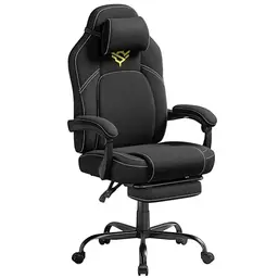 SONGMICS HOME Gaming-Stuhl, ergonomischer Bürostuhl mit Fußstütze, höhenverstellbar, schwarz