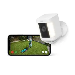 Ring Spotlight Kamera Plus Akku, Überwachungskamera mit WLAN, HD-Video, LED-Strahler, Nachtsicht, Bewegungserfassung, Sirene & Alexa-kompatibel