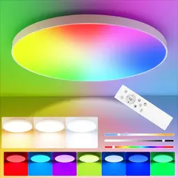 OUILA Dimmbare LED Deckenleuchte 24W RGB mit Fernbedienung für Wohnräume Ø28cm