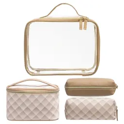 Navaris 4-in-1 Reise Makeup Tasche – Kompakt, leicht & langlebig aus PU-Leder für unterwegs