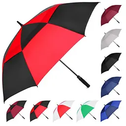 MRTLLOA XXL Golf-Regenschirm, automatischer Öffnungsmechanismus, wind- und wasserdicht, rot/schwarz, 68 Zoll