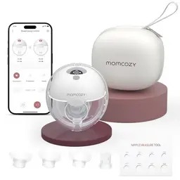 Momcozy M5 Elektrische Milchpumpe mit App-Steuerung, tragbare Doppelbrustpumpe, Grau