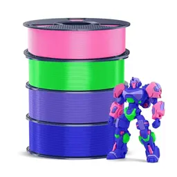 SUNLU PETG Filament Bundle, 4 Rollen (je 1kg), Zähes, schlagfestes 3D-Druckmaterial in Rosa, Lavendelviolett, Blau & Grün