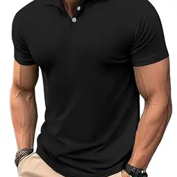 PINSPARK Herren Polohemd Slim Fit Kurzarm Schwarz XL, bequemes Sport- und Golfshirt (1 Stück)