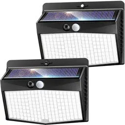 nipify Solarlampen für Außen, 2er Set mit Bewegungsmelder, 168 LED, wasserfest, für Garten, Garage & Hof