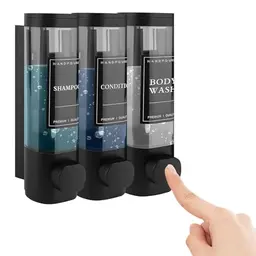 Wand-Seifenspender Set 3er, auslaufsicher, für Shampoo, Duschgel und Flüssigseife, 300ML