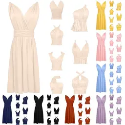 Elegantes Damen-Hochzeitsgastkleid, Multiway & Wickel-Design, Kurze Abend- und Cocktailkleider