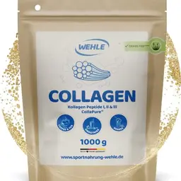 Wehle Collagen Pulver 1000g mit Peptiden Typ 1, 2 & 3, Kollagen Hydrolysat