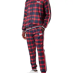Lonsdale Herren Trainingsanzug Wickstone, Rot/Blau, Größe S