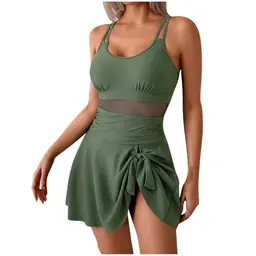 Damen Badeanzug Bauchweg Sexy Tankini mit Cups L