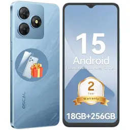 OSCAL Smartphone 18GB+256GB, Octa-Core, 6,56'' HD+ 90Hz, 5000mAh, Android 15, Dual SIM - Blau