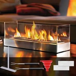 Tischkamin Ethanol Sentasi 2025 - Gemütliche Tischfeuerstelle mit 4-seitigem Glas (Silber-Upgrade)