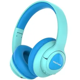 VibeTune Bluetooth Kopfhörer für Kinder - 60 Std Spielzeit, faltbar, in Blau Macaron