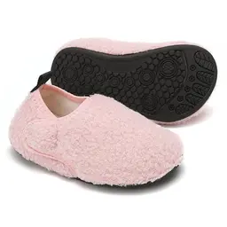 BARFULKER Kinder Hausschuh Winter Socken Pantoffeln Rutschfest Slippers (Pink, 24/25 EU)