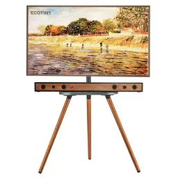 ECOTINY TV Staffelei für 40-65 Zoll LCD LED OLED Fernseher, höhenverstellbar, tragbar, aus schwarzem Walnussholz