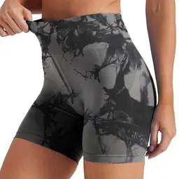 Friptspyg Damen Kurze Sporthose High Waist Grau M - Nahtlose Yoga & Workout Shorts