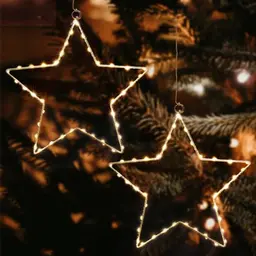 JIAPEI Weihnachtsstern Lichter, 2 Stück, 40 warmweiße LEDs, batteriebetriebene Fensterdeko für Weihnachten und Partys