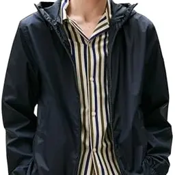 Tommy Hilfiger Herren Übergangsjacke mit Kapuze, blau