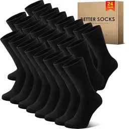 NUOZA Herren Sportsocken 24 Paar, Weiße Baumwollsocken, Größe 47-49, Business & Alltag