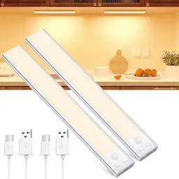OUILA LED Schrankbeleuchtung mit Bewegungsmelder, dimmbar, kabellos, USB-C wiederaufladbar, 20,5 cm, 2 Stück
