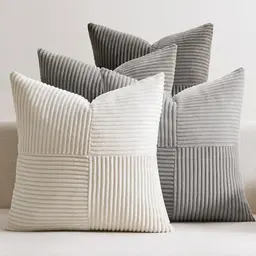 EMEMA Kissenbezug Kordsamt 40x40 cm 4er Set Patchwork Dekorative Kissen für Sofa und Zuhause Grau